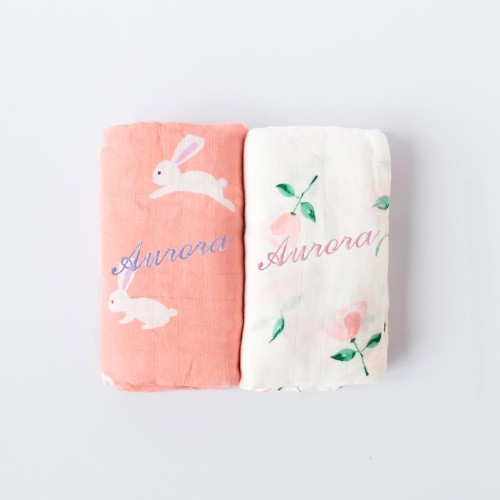 Bamboo Cotton Muslin Swaddle - Set of 2 (Choice of Designs)