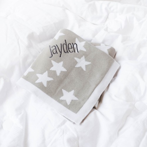 Starry Skies Soft Knit Blanket - Cloudy Grey
