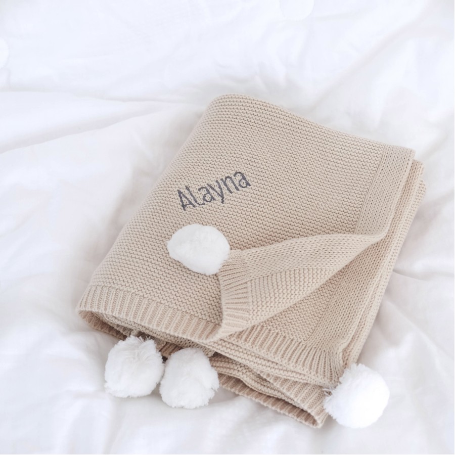 Pom Pom Blanket - Cookie Beige (Out of Stock)