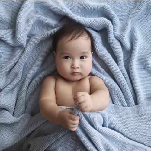 Pom Pom Blanket - Baby Blue
