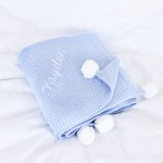 Pom Pom Blanket - Baby Blue