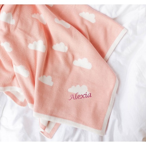 Blush Clouds Soft Knit Blanket