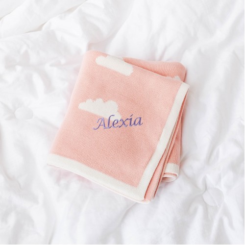 Blush Clouds Soft Knit Blanket