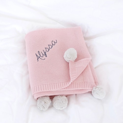 Pom Pom Blanket - Dusty Rose (Out of Stock)