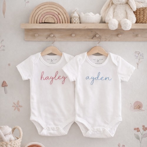 Organic Embroidered Bodysuit (Colours Available)