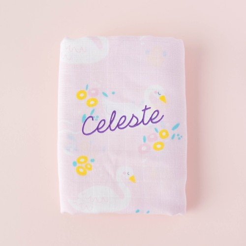 Bamboo Cotton Muslin Swaddle - Le Cygne en Rose