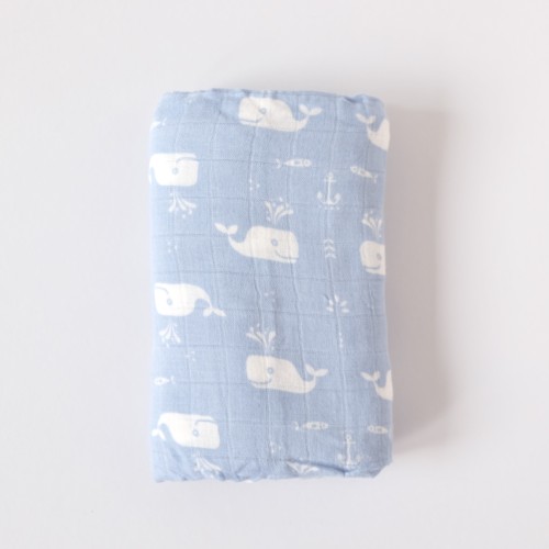 Bamboo Cotton Muslin Swaddle - Whimsy Whale 