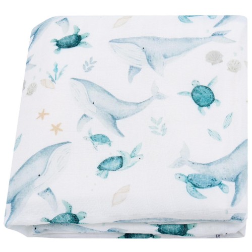 Bamboo Cotton Muslin Swaddle - Under the Sea
