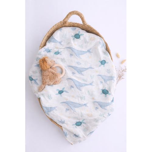 Bamboo Cotton Muslin Swaddle - Under the Sea