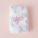 Bamboo Cotton Muslin Swaddle - Berry Hummingbird