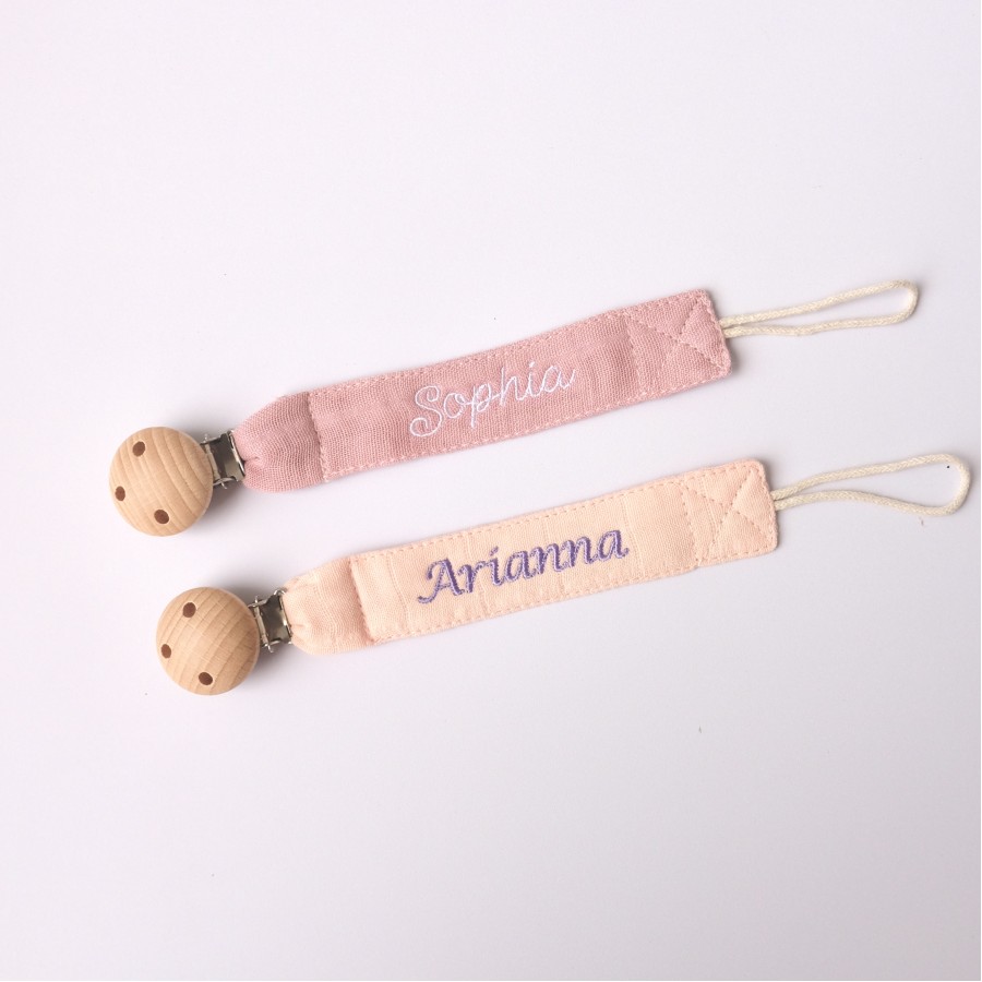 Personalised Pacifier Clip - Sweet Peony (Set of 2)