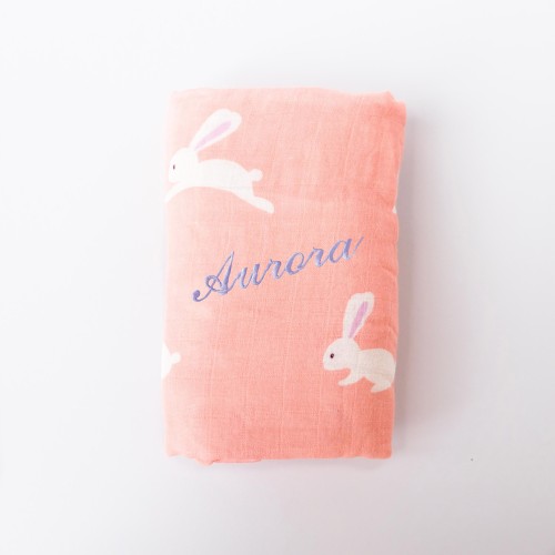 Bamboo Cotton Muslin Swaddle - Bunny Meadow
