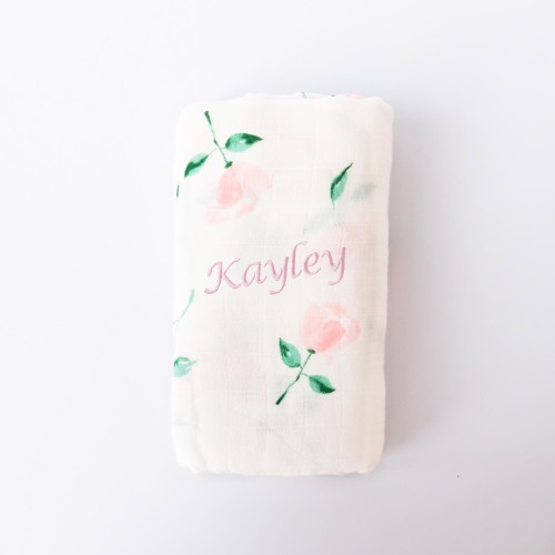 Bamboo Cotton Muslin Swaddle - Field of Roses