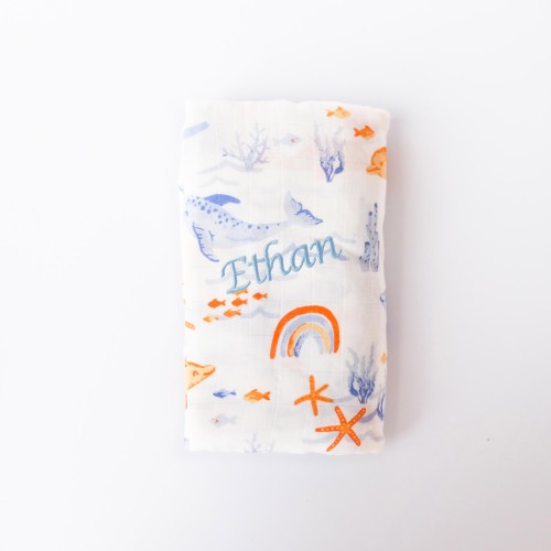 Bamboo Cotton Muslin Swaddle - Beach Holiday