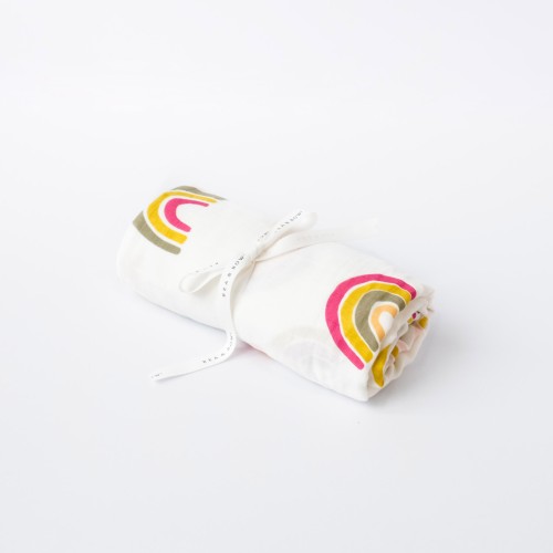 Bamboo Cotton Muslin Swaddle - Boho Rainbow