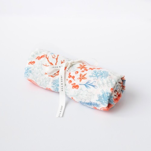 Bamboo Cotton Muslin Swaddle - Coral Lagoon
