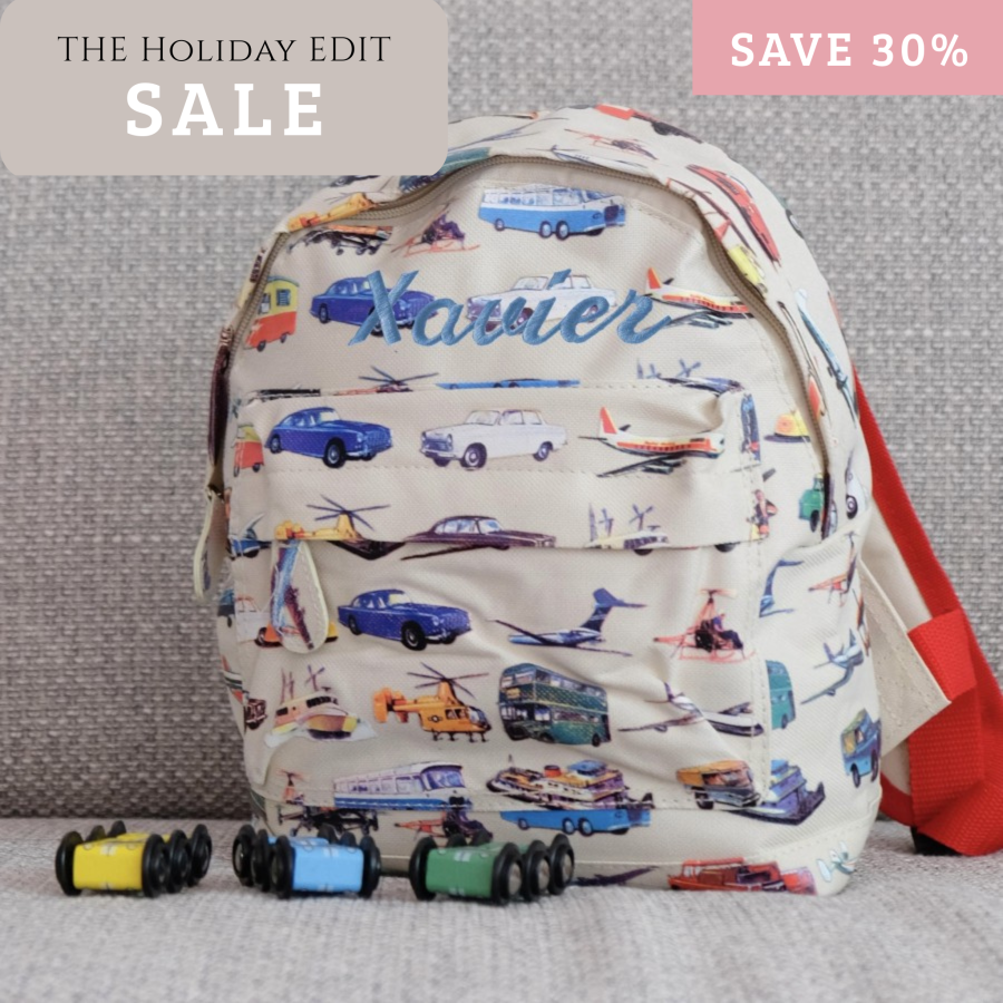 Vintage Transport Personalised Mini Backpack