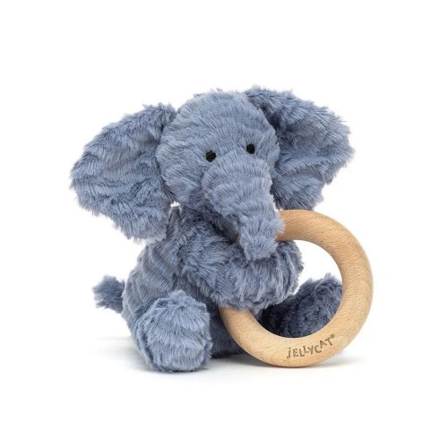 Jellycat Fuddlewuddle Elephant Wooden Ring Toy