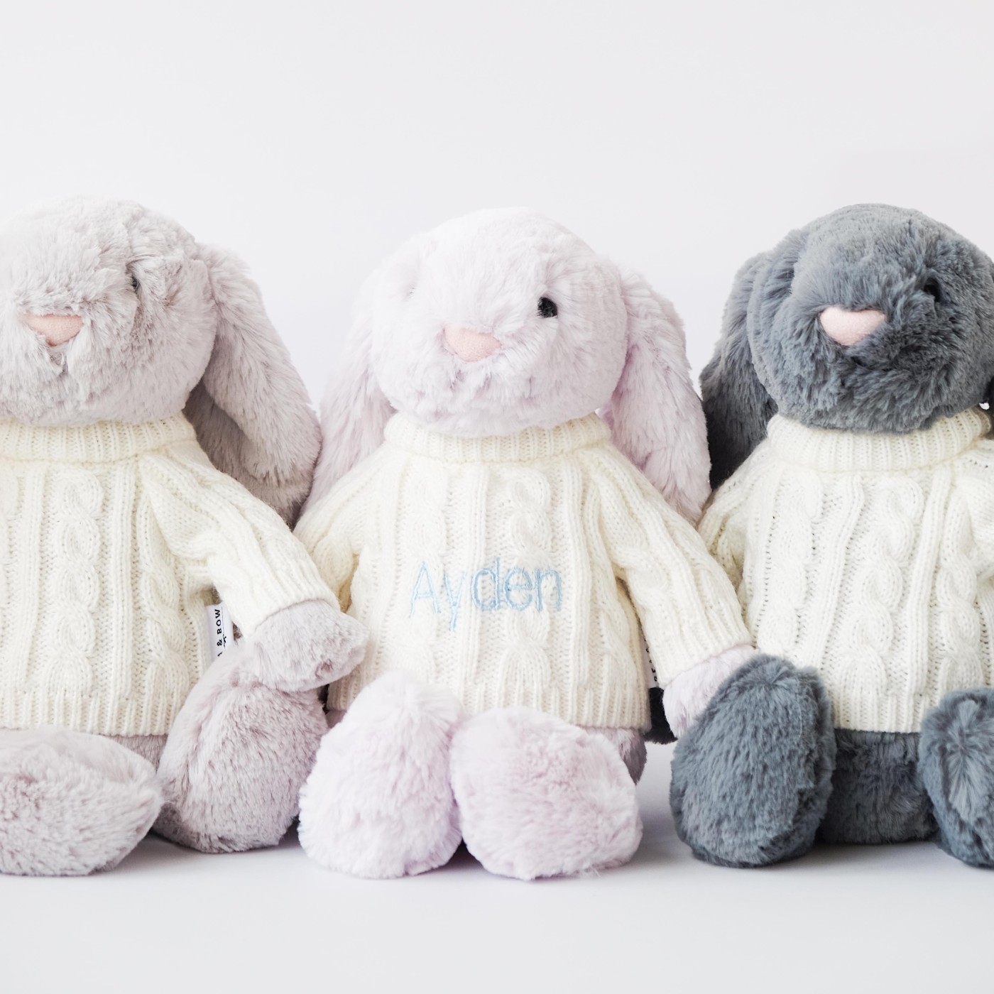 BBL4BBN - Doudou plat lapin Blossom Bea Beige - L: 13 cm x l : 34 cm x H:  34 cm