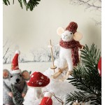 Skiing Mouse Felt Ornament