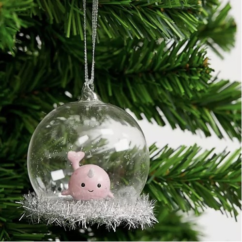 Pink Narwhal Personalised Bauble