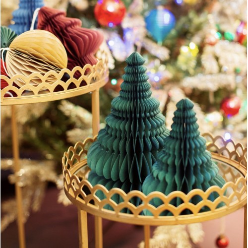 Standing Christmas Tree Paper Decoration - Forest Green (Set of 2)