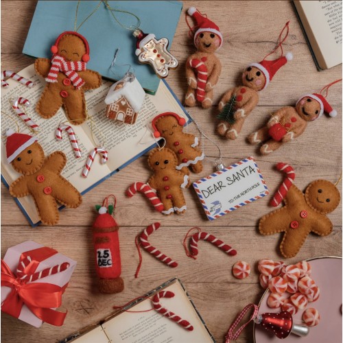 Gingerbread Couple Felt Ornament (Set of 2)