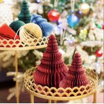 Standing Christmas Tree Paper Decoration - Crimson (Set of 2)