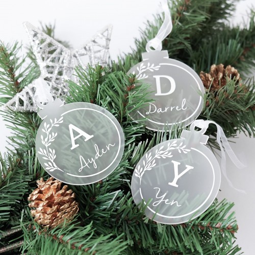 Personalised Ornaments - Frosted Wreath (Set of 3)