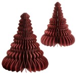 Standing Christmas Tree Paper Decoration - Crimson (Set of 2)