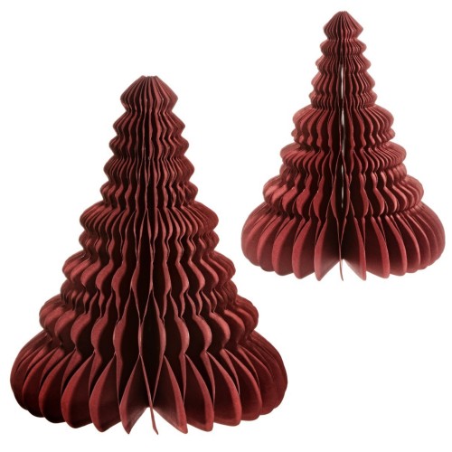 Standing Christmas Tree Paper Decoration - Crimson (Set of 2)