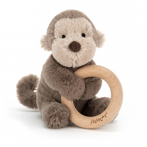 Jellycat Shooshu Monkey Wooden Ring Toy