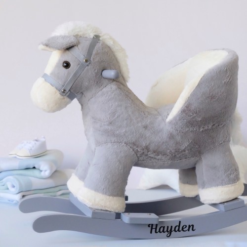 Grey Horse Plush Rocker