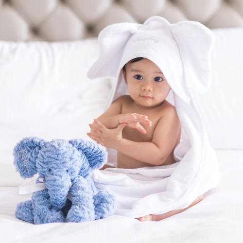 White Elephant Hooded Towel & Bath Mitt