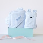 Blue Bear Hooded Towel & Bath Mitt