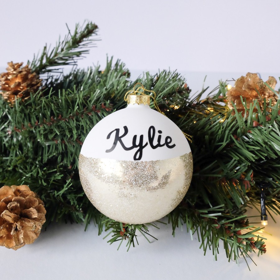 White & Gold Glitter Bauble